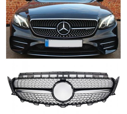 Mercedes Benz E Class W213 diamond "black" stiliaus priekinės grotelės 2016-2019